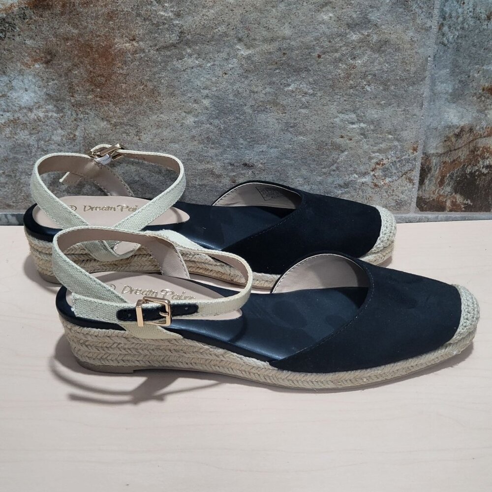 Dream Paris Black 6.5 Espadrille Sandal Strap Buckle Close Toe - Picture 6 of 10